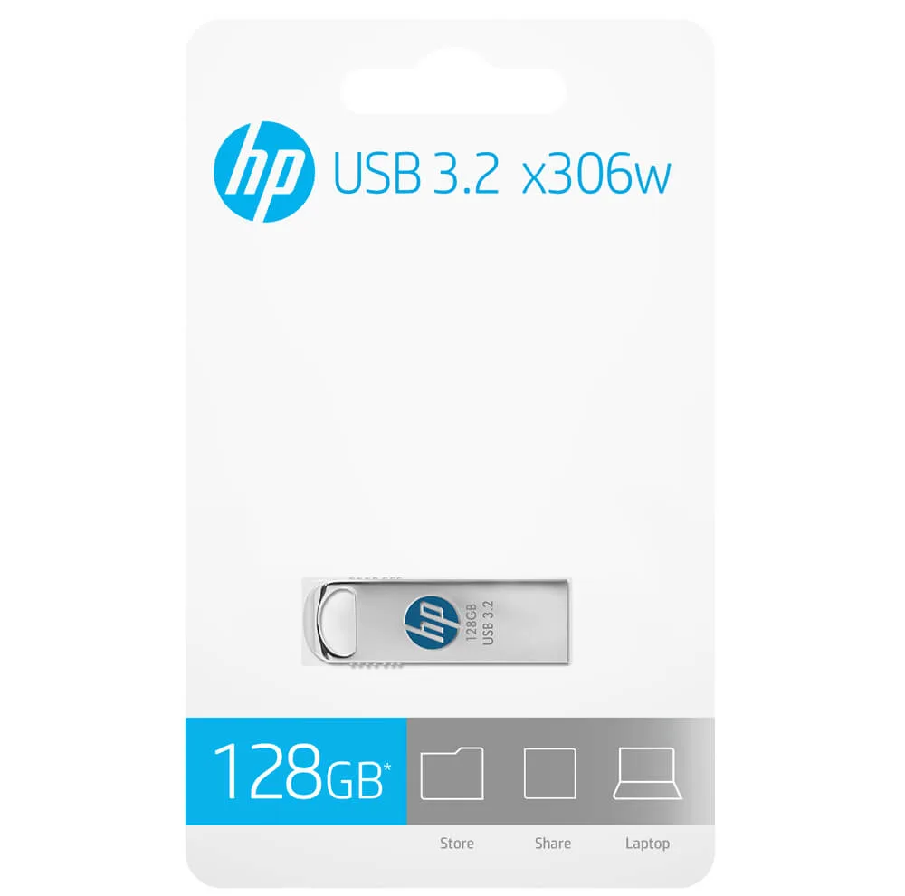 فلش مموری اچپی مدل USB 3.2 X306W ظرفیت 128 گیگابایت بدنه استیل سرعت خواندن 120 مگابایت بر ثانیه سازگار با Windows و Mac OS