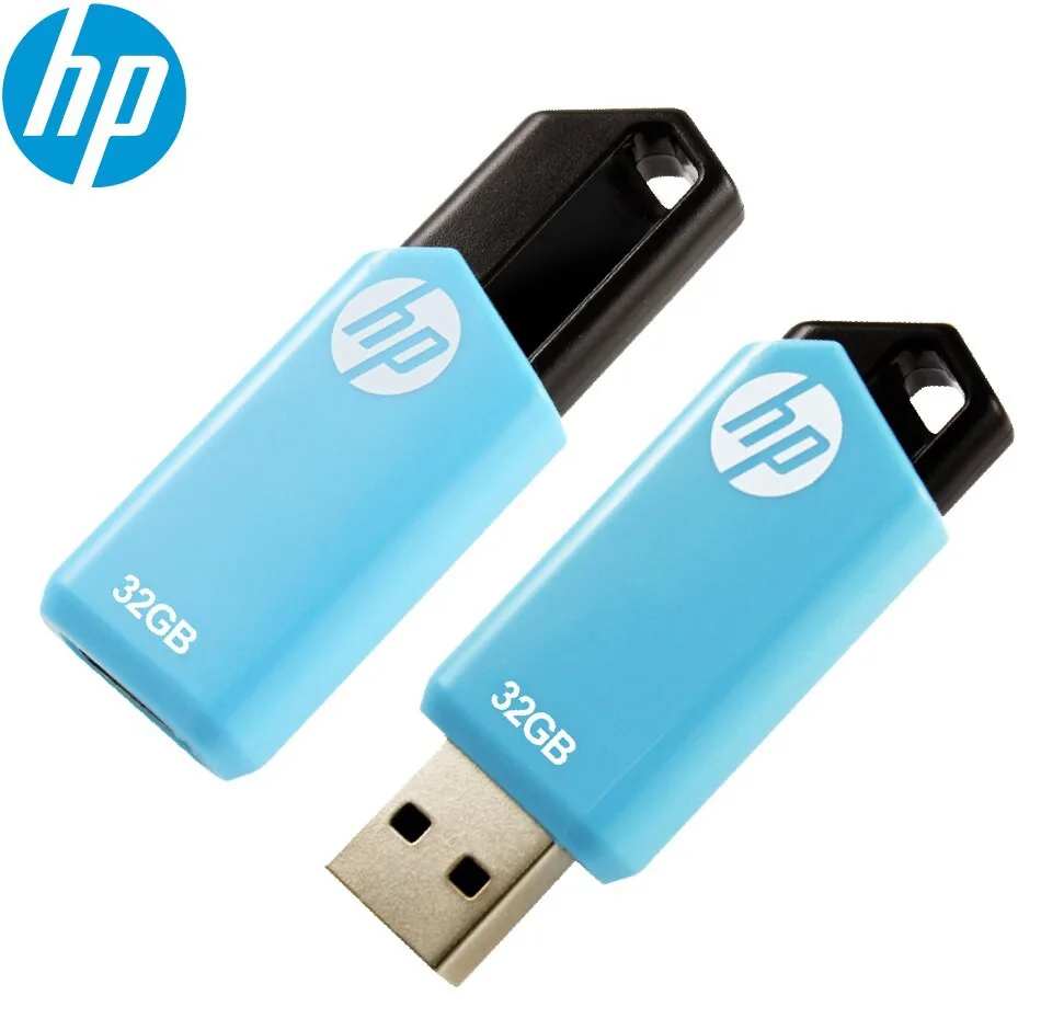 فلش مموری اچ‌ پی مدل V150w با ظرفیت 32 گیگابایت، رابط USB 2.0 و سرعت خواندن 14 مگابایت بر ثانیه، با طراحی بدون درپوش و حلقه اتصال جاکلیدی