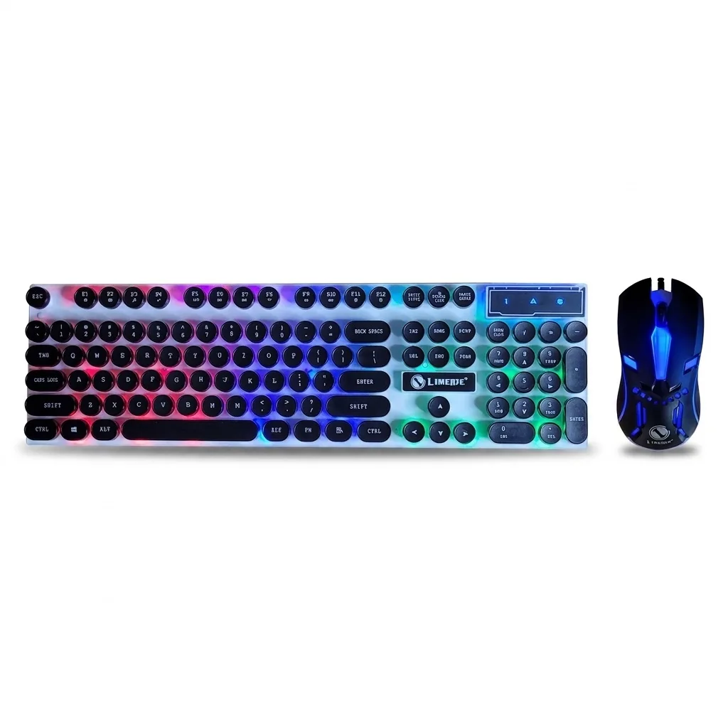 کیبورد و ماوس گیمینگ لایمید مدل GTX300NEW RGB سوئیچ ممبران، Full-Size، نور پردازی LED RGB