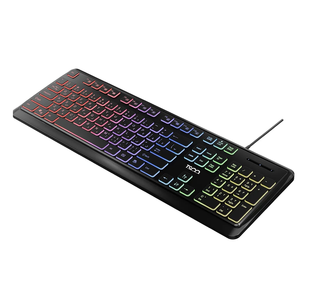 کیبورد تسکو مدل TK 8046،سوییچ ممبران، Full-size، نورپردازی RGB