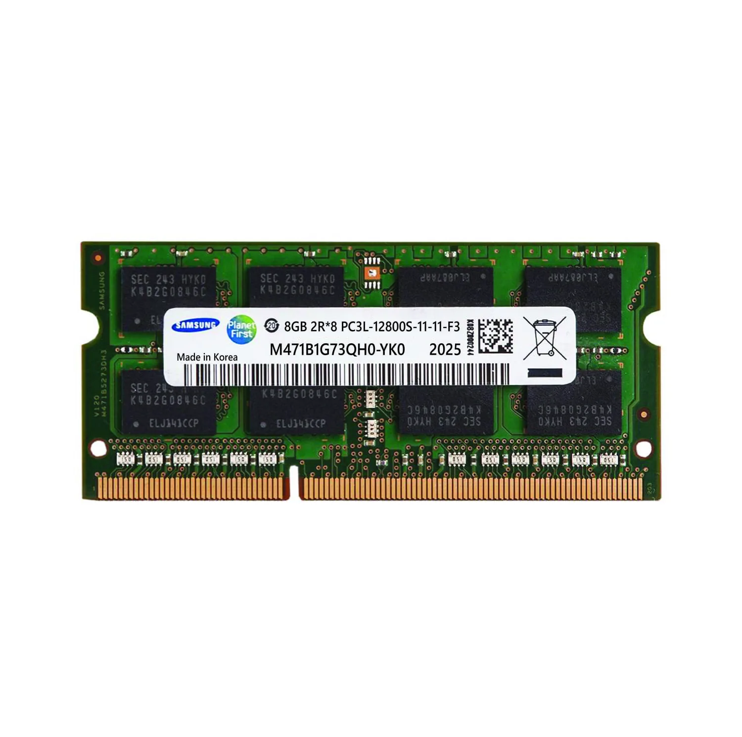 رم لپ‌تاپ DDR3 8 گیگابایت تک کاناله سامسونگ مدل PC3L 12800S فرکانس 1600 مگاهرتز تایمینگ CL11 ولتاژ 1.35 ولت SO-DIMM