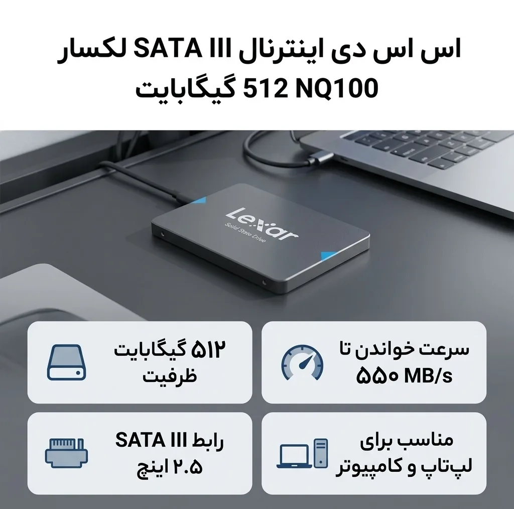 اس اس دی اینترنال SATA III لکسار مدل NQ100 ظرفیت 512 گیگابایت