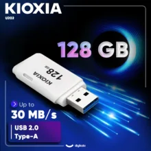 فلش مموری کیوکسیا مدل U202 ظرفیت 128 گیگابایت درپوش‌دار با رابط USB 2.0 و سرعت انتقال 30 مگابایت بر ثانیه، سازگار با کامپیوتر، لپ‌تاپ، موبایل، تبلت و تلویزیون